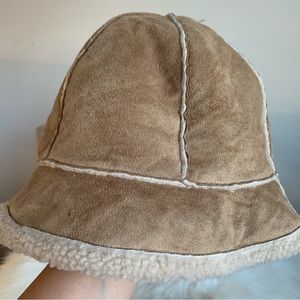 Nine West Faux Shearling Tan Bucket Hat
